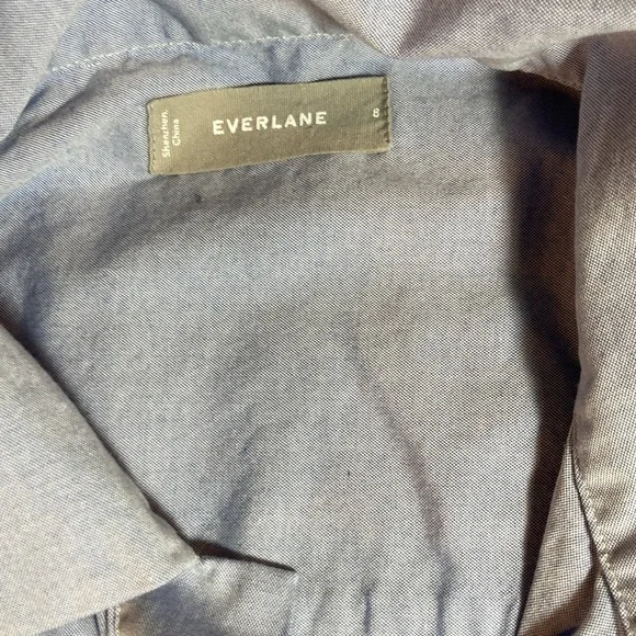 Everlane Womens Short Sleeve Soft Blue Kaftan Popover Blouse Size 8 - Picture 6 of 11